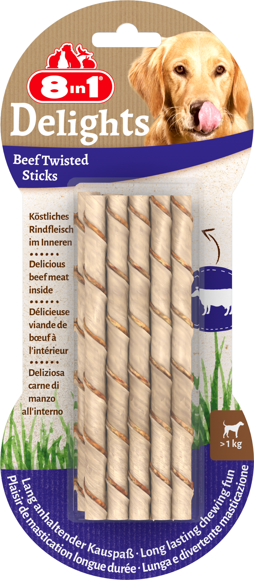 8IN1 DELIGHTS BEEF TWIST STICKS 10ST