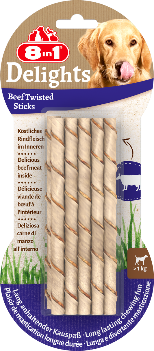 8IN1 DELIGHTS BEEF TWIST STICKS 10ST