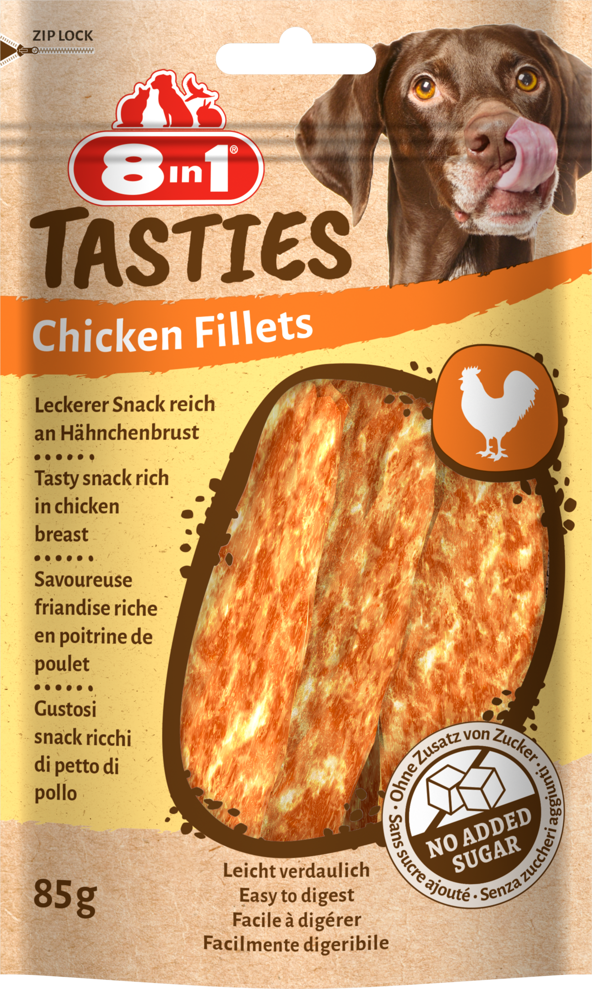 8IN1 TASTIES CHICKEN FILLETS 85GR