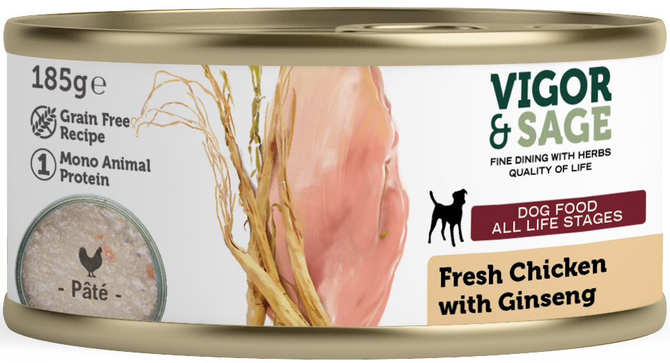 V&S DOG CHICKEN GINSENG 185GR