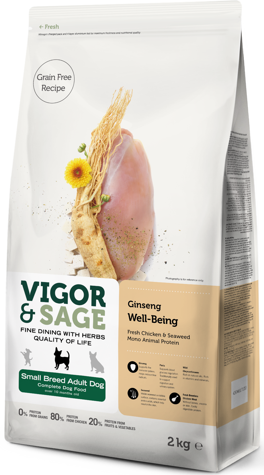 V&S DOG ADULT S WELLBNG GINSENG 2KG