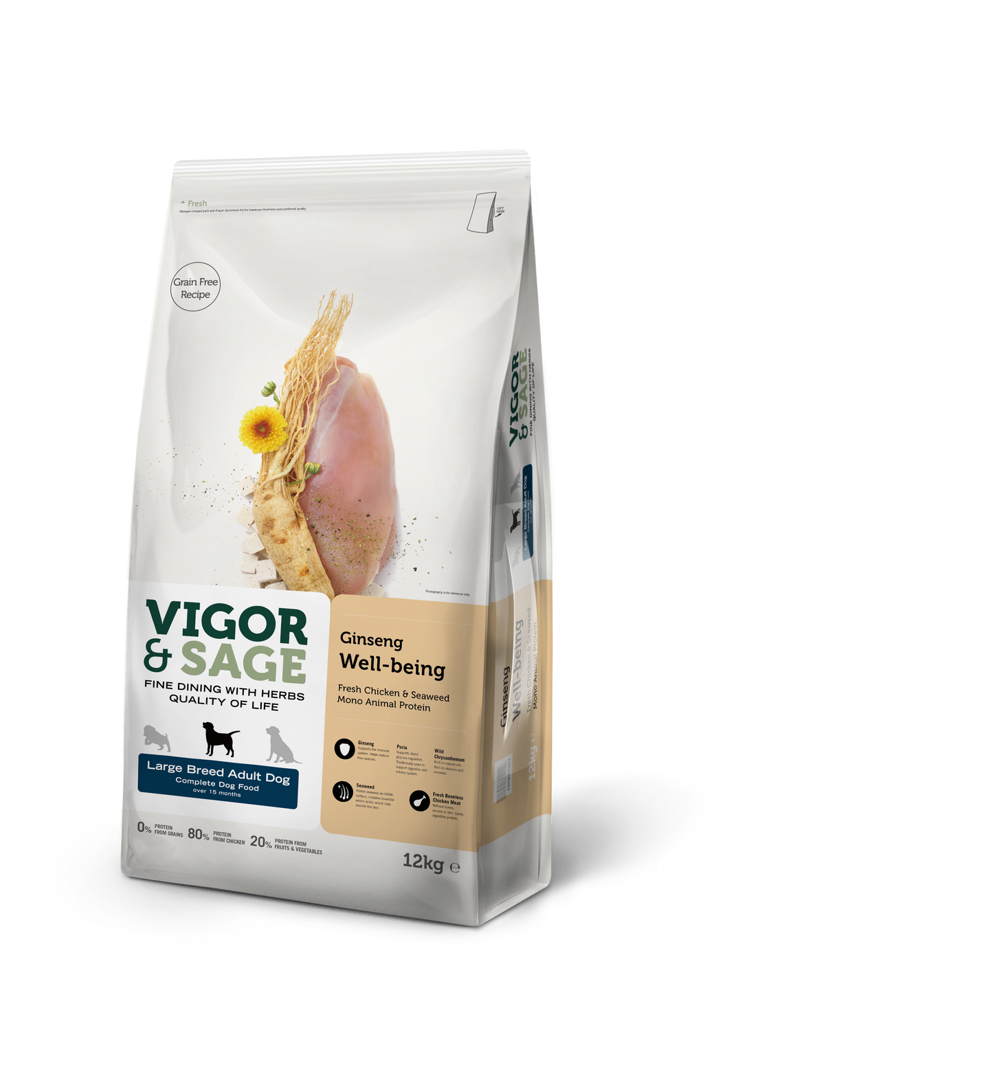 V&S DOG ADULT LRG WELLB GINSENG 12KG