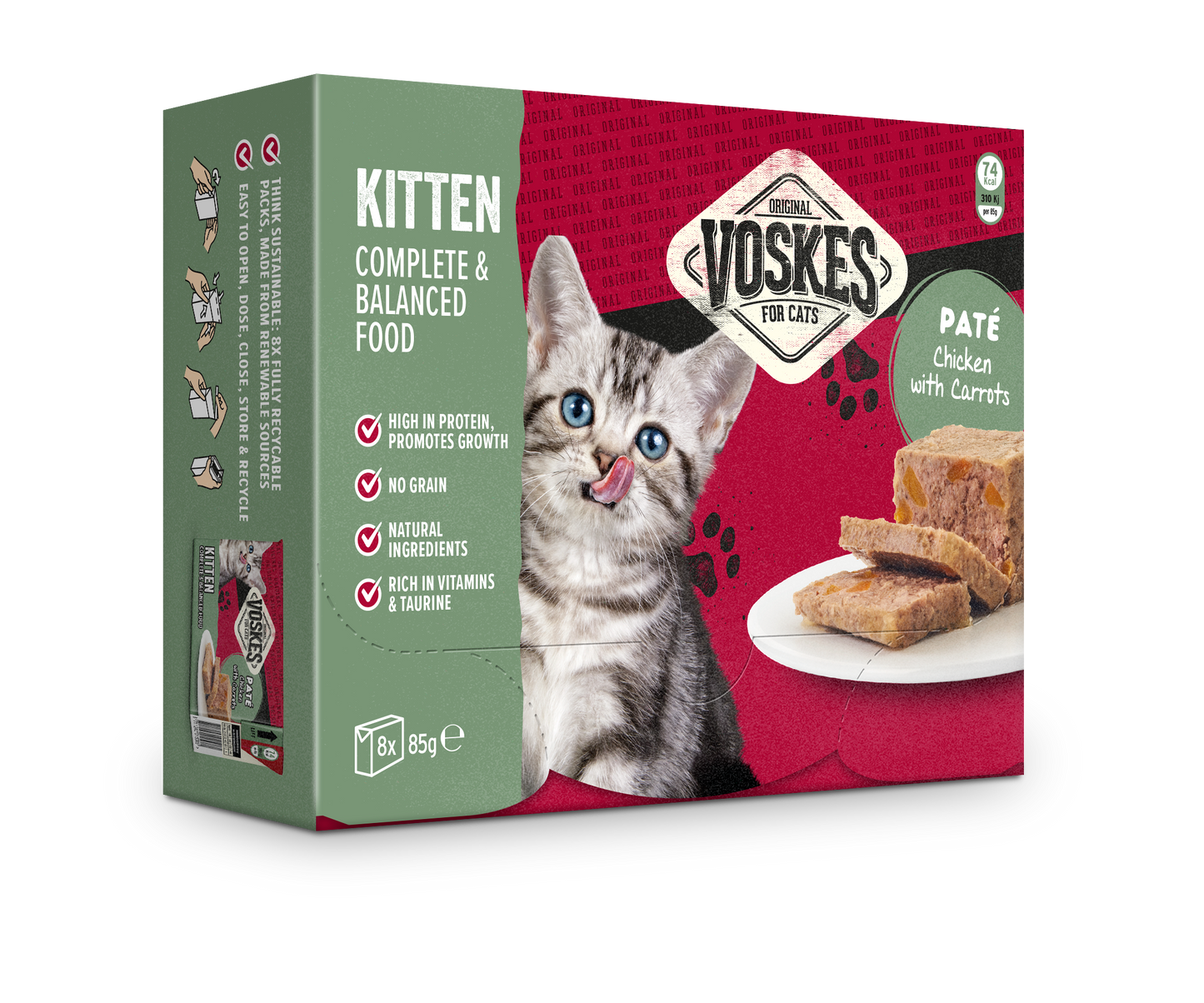 VOSKES PATÉ KITTEN KIP 8x85GR