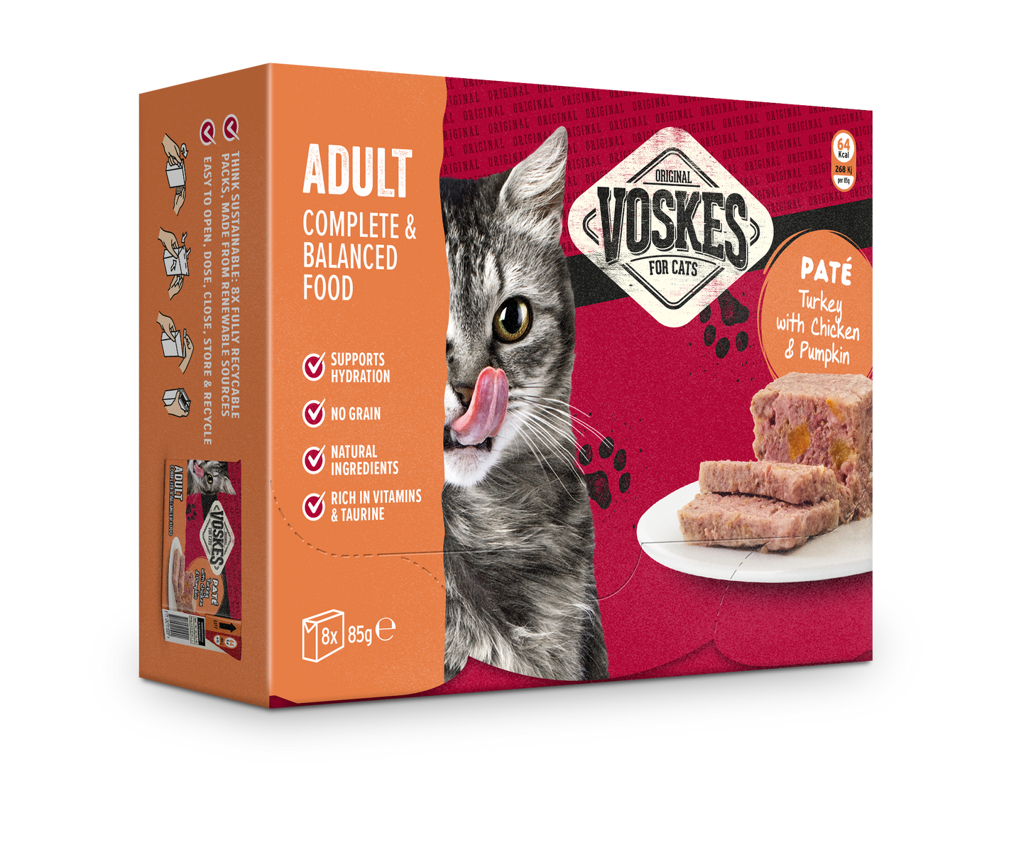 VOSKES PATÉ ADULT KALKOEN 8x85GR