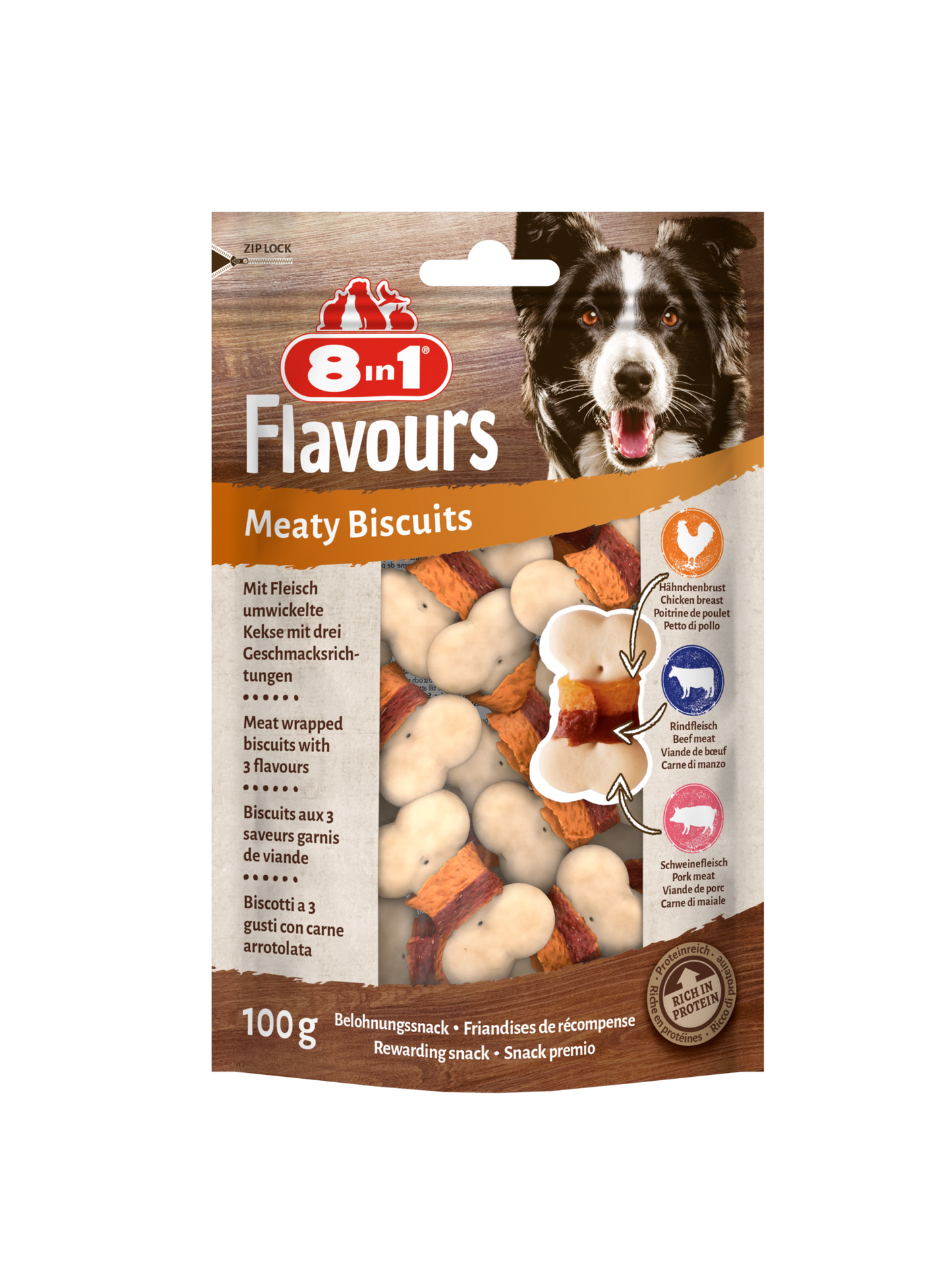 8IN1 FLAVOURS MEATY BISCUITS 100GR