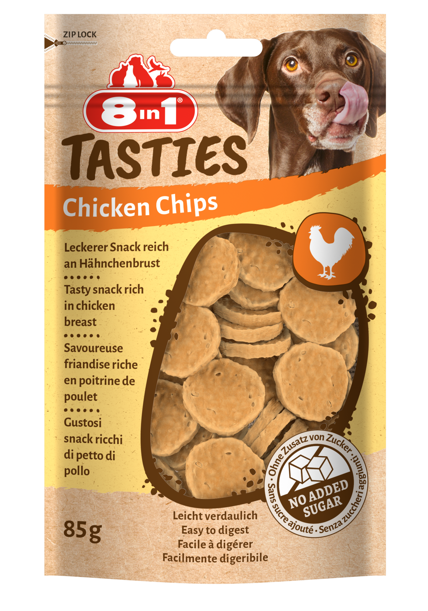 8IN1 TASTIES CHICKEN CHIPS 85GR