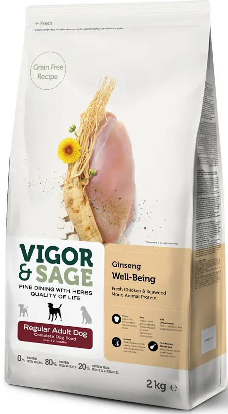 V&S DOG ADULT REG WELLB GINSENG 2KG