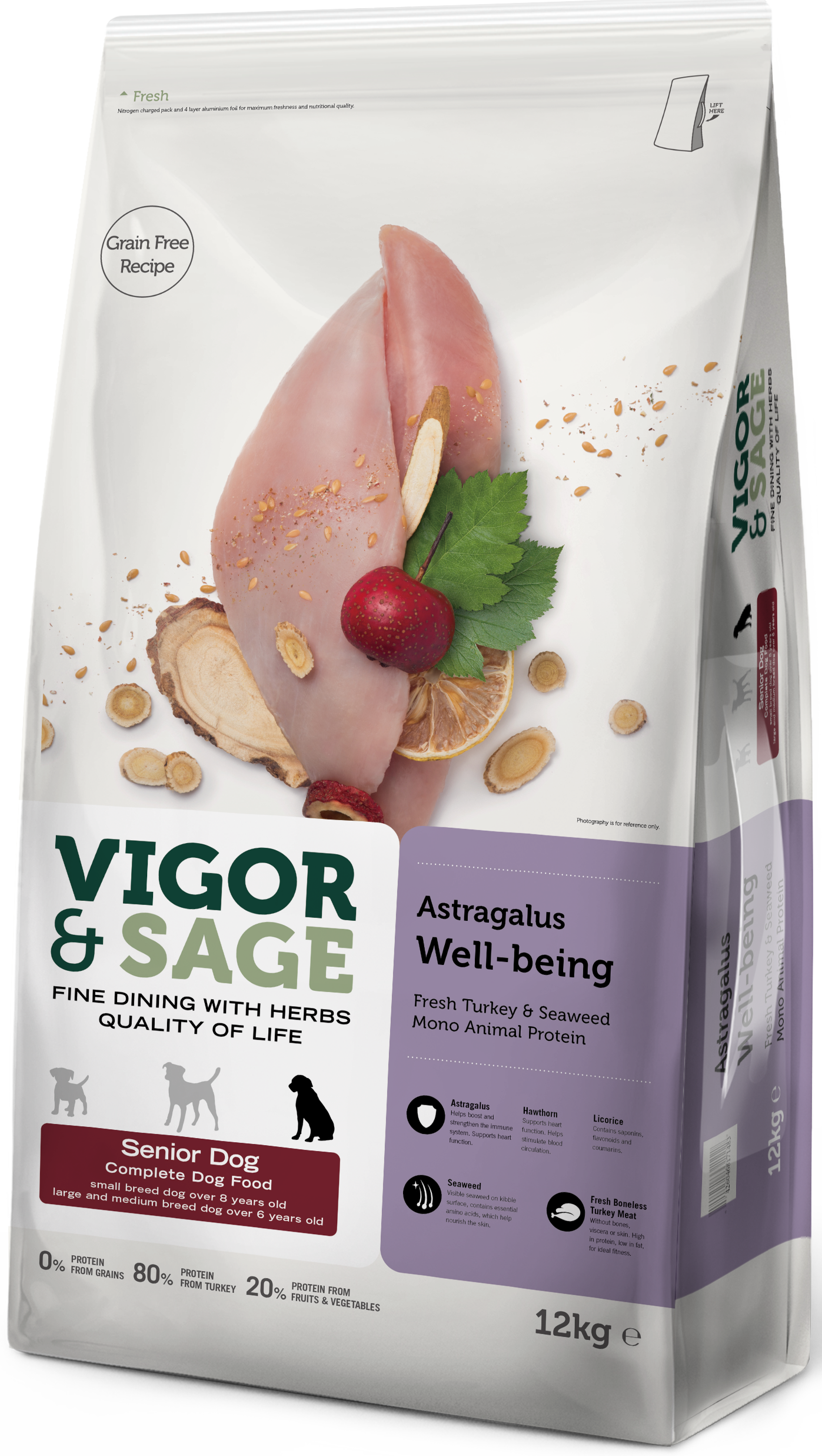 V&S DOG SENIOR WELLB ASTRAGALUS 12KG