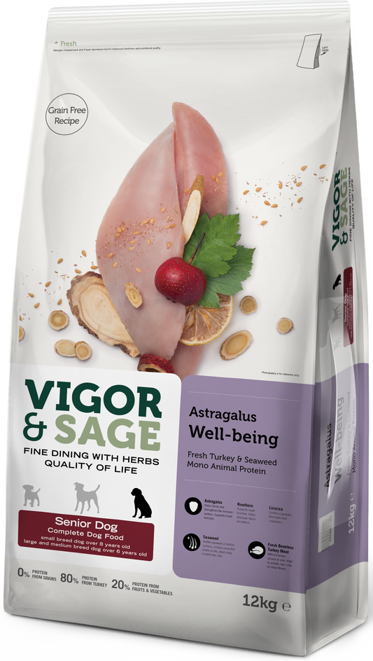 V&S DOG SENIOR WELLB ASTRAGALUS 12KG