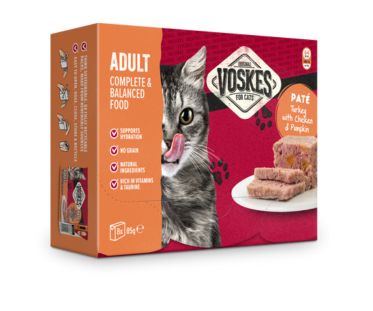 VOSKES PATÉ ADULT KALKOEN 8x85GR